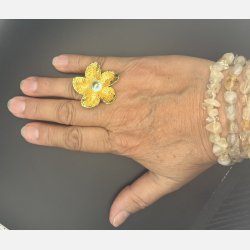 Blomsterring med klart r�dt glas